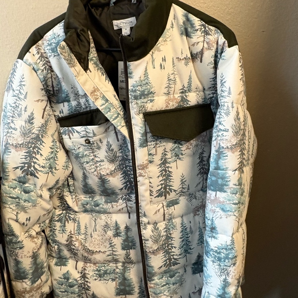 Forest Print Puffer Jacket